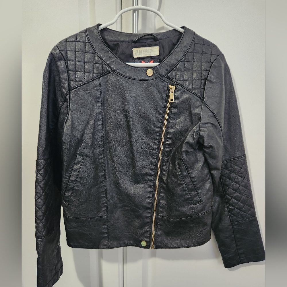 H&M girls' faux leather jacket, size 9/10